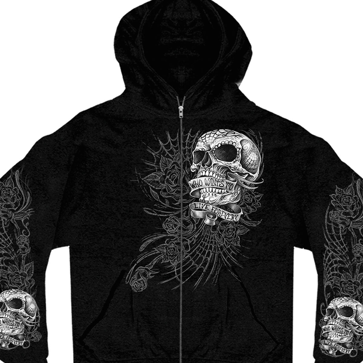 Hot Leathers Menâ€™s Sweet Demise Hoodie, Black Cotton, Sugar