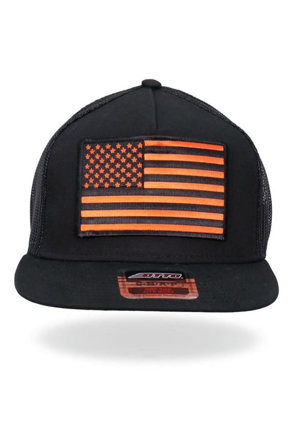 GSH2009 USA Flag Snapback Hat - Orange - Adjustable Size