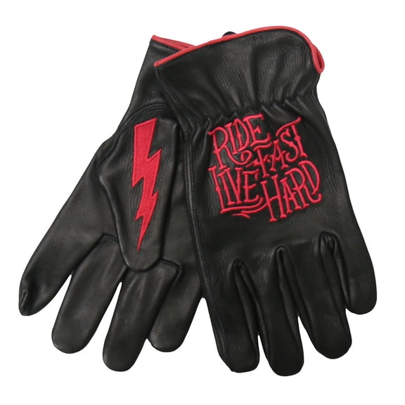 Hot Leathers GVD2002 Uni-Sex Black 'Bolt' Deer Skin Leather Gloves Medium