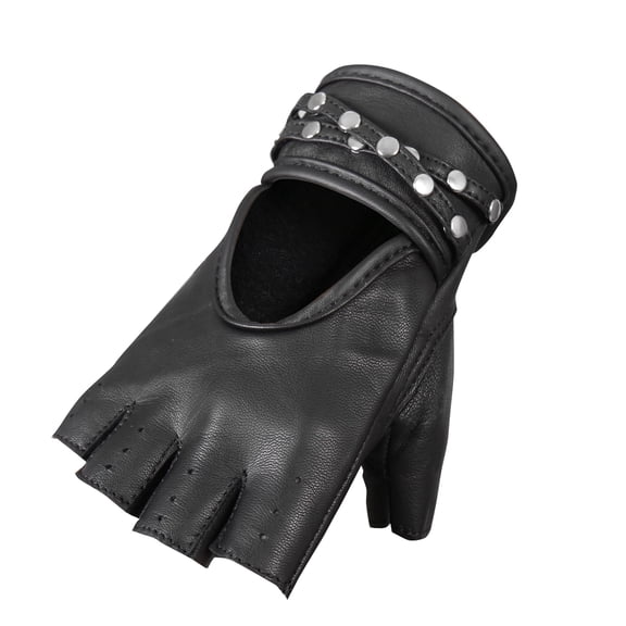 Hot Leathers GVL1010 Ladies Fingerless Gel Palm Gloves with Studs Small