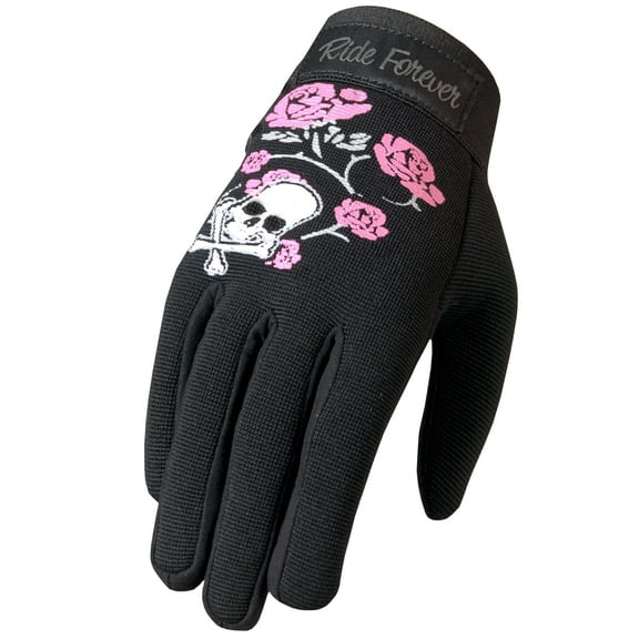 Hot Leathers GVL2005 Skull and Roses Ladies Mechanics Work Gloves Medium