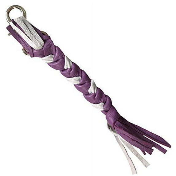Hot Leathers Genuine Braided Bikers Key Chain, WHITE & PURPLE - Heavy Duty Lobster Claw Clasp KEYCHAIN