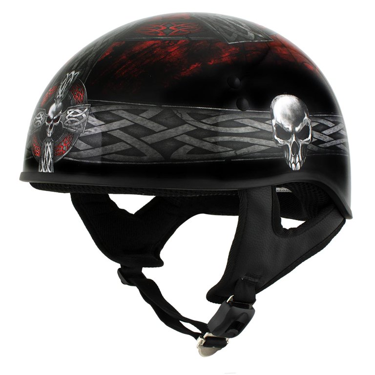 ★HILLDA★ Skull Button Top Black 24FWSRBTBK Hot Leathers HLD1008 Black 'Celtic Cross' Motorcycle DOT