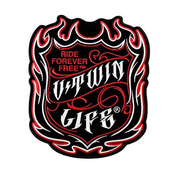 Hot Leathers, HOT STREAK, Ride Forever Free V-Twin Life - High Thread Embroidered Iron-On / Saw-On Rayon PATCH - 4" x 5"