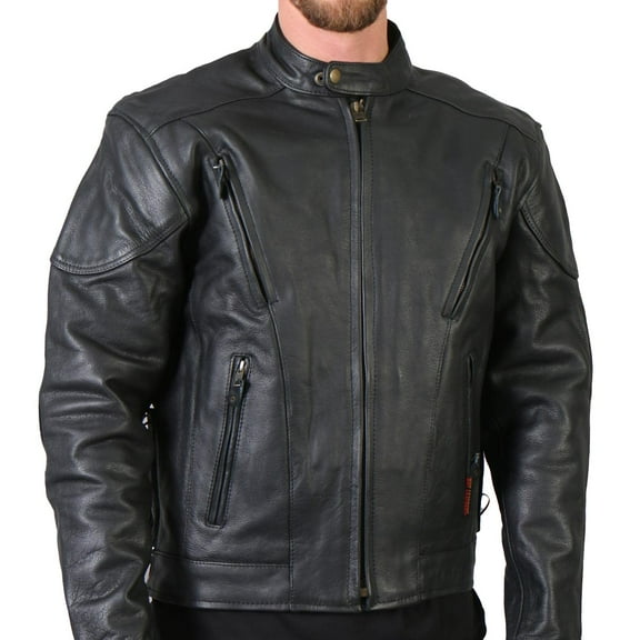 Hot Leathers Men's Premium Leather Vented Motorcycle Biker Jacket JKM1010 40