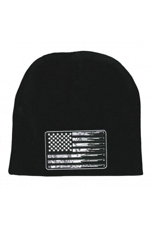 KHB5010 USA Flag Bullets Knit Hat - Black - One Size Fits Most