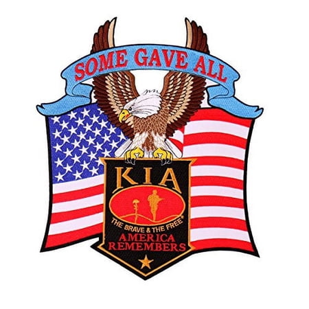 Hot Leathers, KIA EAGLE MILITARY, High Thread Iron-On / Saw-On Rayon XL PATCH - 11" x 12", Exceptional Quality