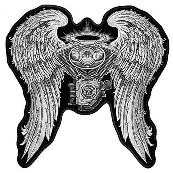Hot Leathers, LADIES ASPHALT ANGEL, High Thread Embroidered Iron-On / Saw-On Rayon BIKER PATCH - 10" x 10"