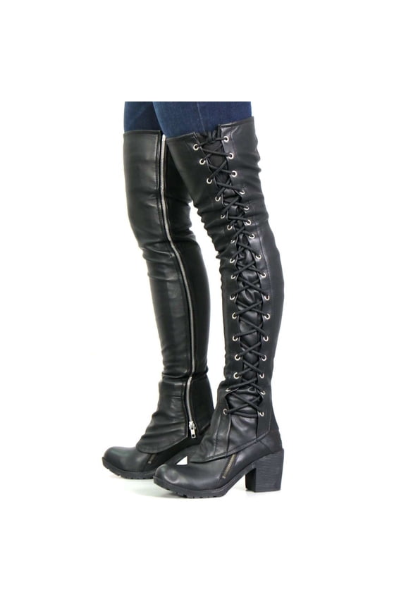 LCU1003 Ladies Black Lambskin Leather Leggings with Black Side Lace X-Small