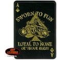 thumbnail image 1 of Hot Leathers, LOYAL TO NONE, Iron-On / Saw-On, Heat Sealed Backing Rayon PATCH - 3" x 4", 1 of 1