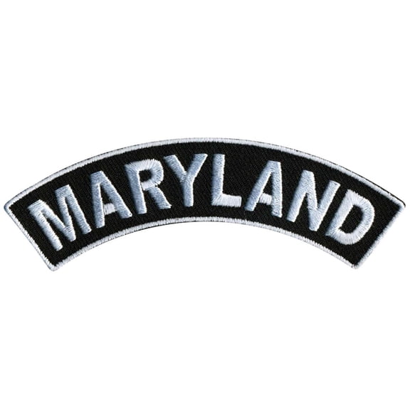Hot Leathers PPM4040 4 x 1 in. Maryland Top Rocker Patch - Black & White