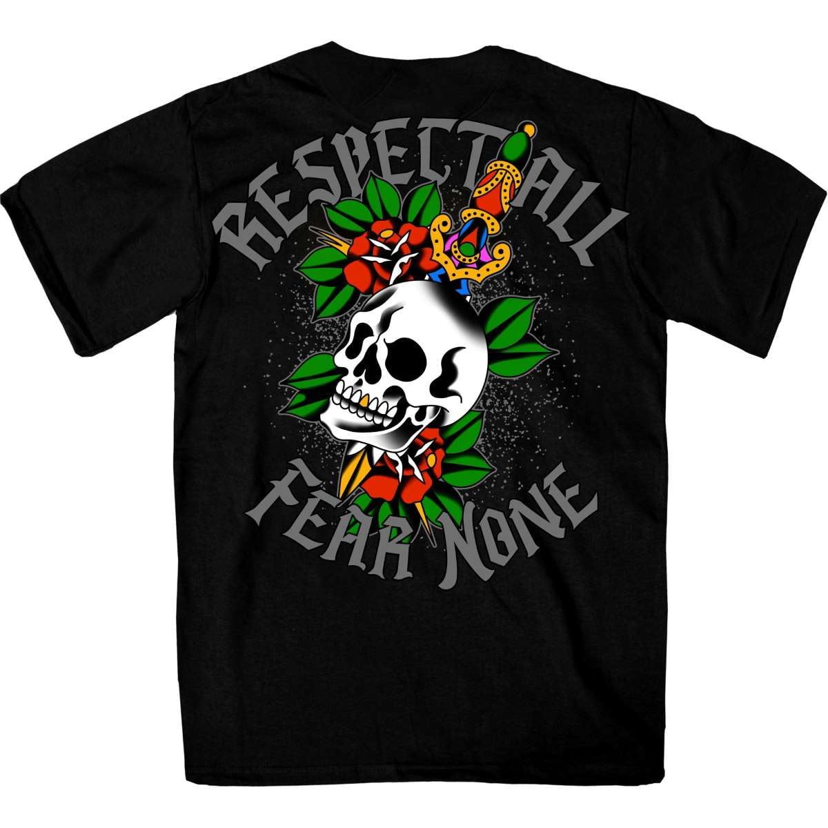 Hot Leathers Men's Respect All Fear None Skull Tattoo TShirt GMD1514