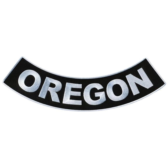 Hot Leathers PPM5073 12 x 3 in. Oregon Bottom Rocker Patch - Black & White