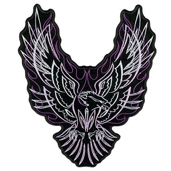 Hot Leathers, PINSTRIPE UPWING, High Thread Embroidered Iron-On / Saw-On Rayon PATCH - 7" x 8", Exceptional Quality