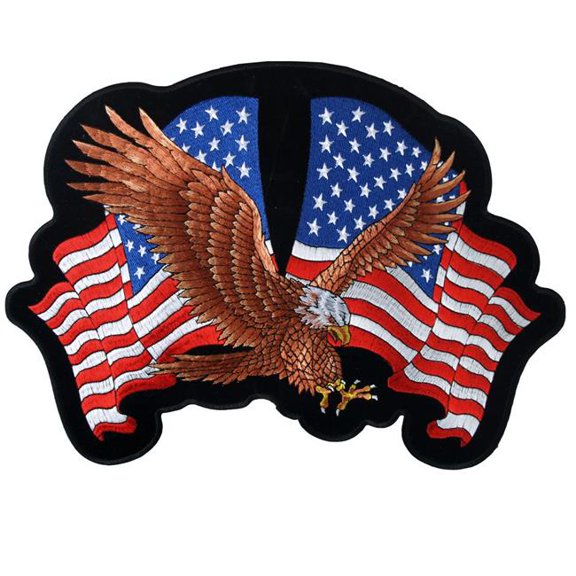 Hot Leathers PPA1587 Eagle 2 Flags 12" x 8" Patch 12X8