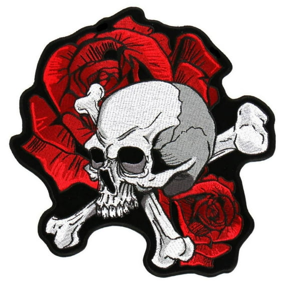 Hot Leathers PPA7600 Skull and Roses 4" x 4.5" Patch 4X4.5