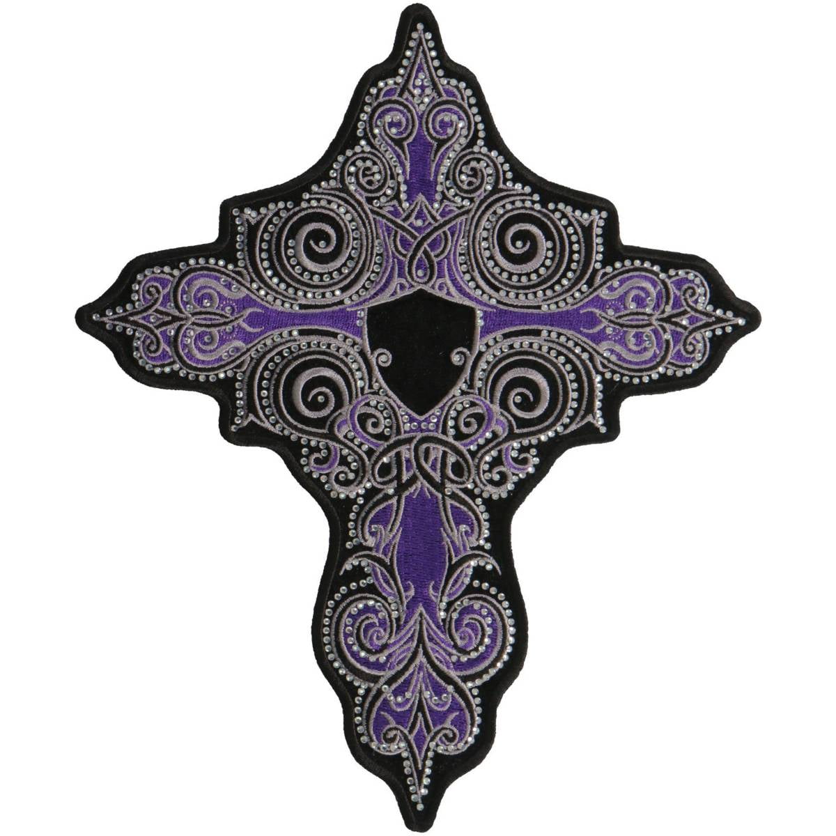 Hot Leathers PPC3277 9 Inch Purple Stone Cross Patch 8 Width x 9 Height Inches