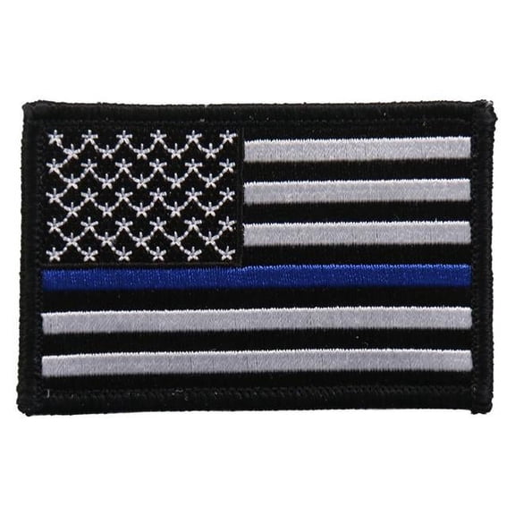 Hot Leathers PPF5111 Flag Thin Blue Line Embroidered 3"x2" Patch 3X2