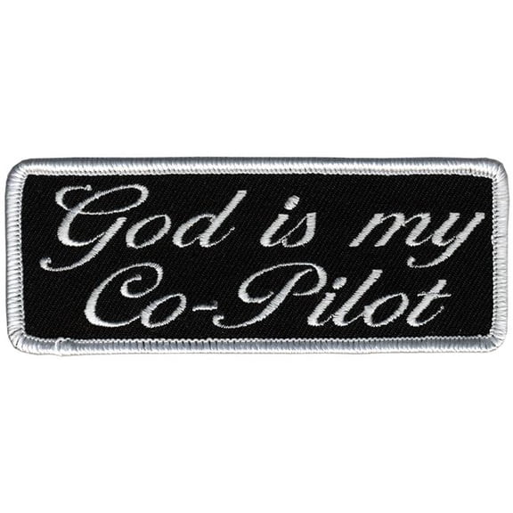 Hot Leathers PPL9290 4 x 2 in. God is My Co-Pilot Patch - Black & White