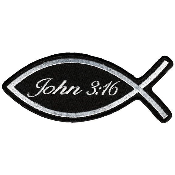 Hot Leathers PPL9297  John 3:16 Fish 5" x 2" Patch 5X2