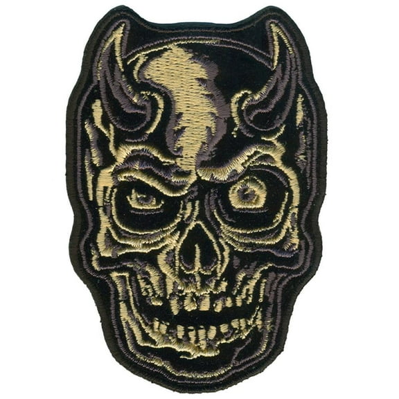Hot Leathers PPQ1218 Devil Horn Skull 9'' Patch 6X9