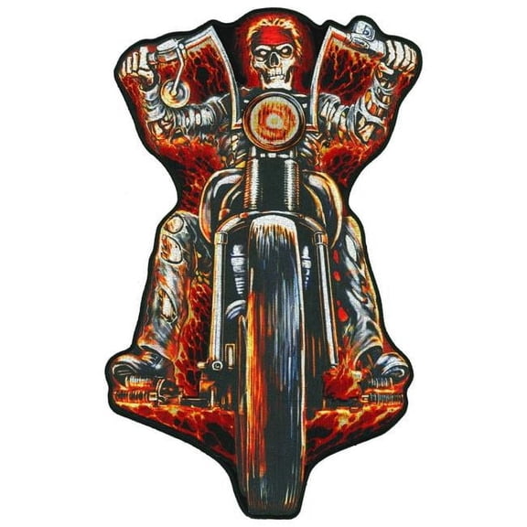 Hot Leathers PPQ1869 8 x 13 in. Fire Biker Patch - Multi Color