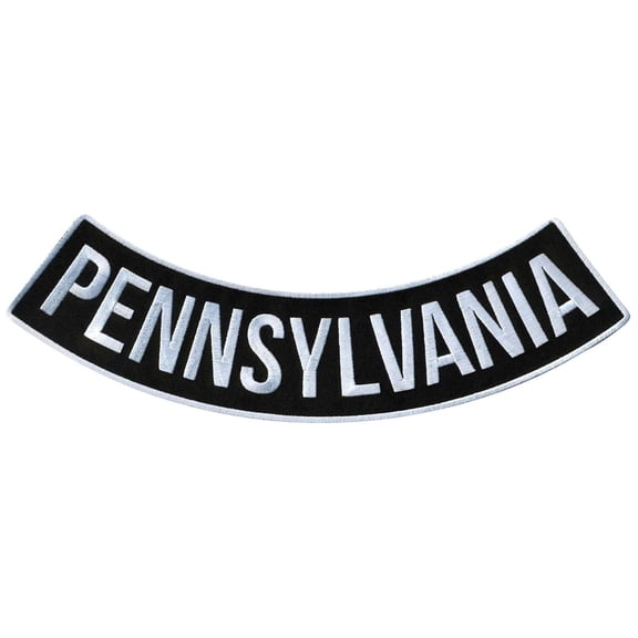 Hot Leathers PPM5075 12 x 3 in. Pennsylvania Bottom Rocker Patch - Black & White