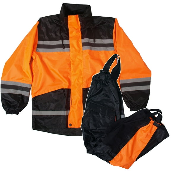 Hot Leathers RGU1004 Orange and Black Unisex Waterproof Rain Suit X-Small