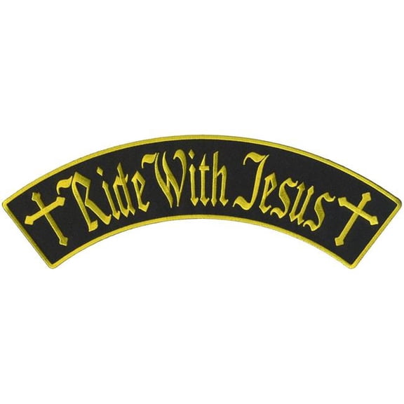 Hot Leathers Ride With Jesus 12" X 3" Top Rocker Patch PPM4205 12 Width x 3 Height Inches
