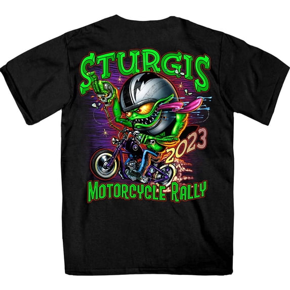 Hot Leathers SPB1077 Men’s Black Sturgis 2023 Bobber Monster Short Sleeve T-Shirt X-Large