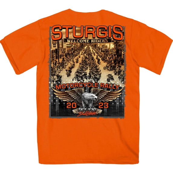 Hot Leathers SPB1083 Men’s Orange Sturgis 2023 Main Street T-Shirt X-Large
