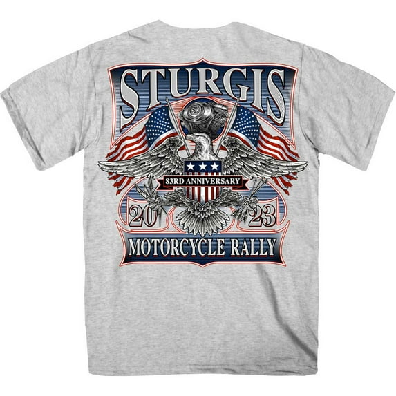 Hot Leathers SPB1106 Men’s 2023 Sturgis Vintage Patriot Ash T-Shirt 3X-Large