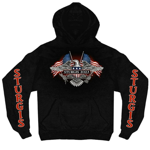Hot Leathers SPB4013 Men’s 2023 Sturgis Vintage Patriot Black Hoodie 2X-Large