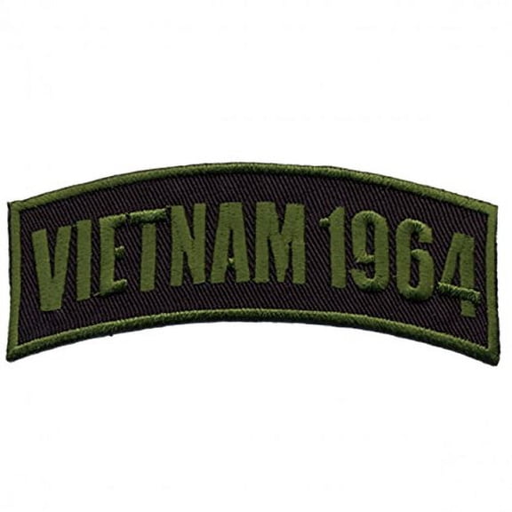 Hot Leathers, VIETNAM 1964, High Thread Embroidered Iron-On / Saw-On Rayon Rocker PATCH - 4" x 1"