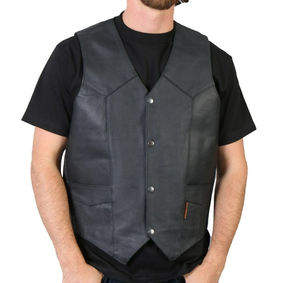Hot Leathers VSM1032 Men's Black 'Classic' Leather Vest Small