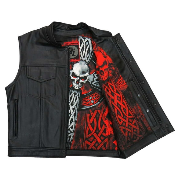 Hot Leathers VSM1051 Men's Black 'Celtic Cross' Leather Vest Large