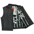 thumbnail image 1 of Hot Leathers VSM1054 Men’s Black 'Skull Flag'  Leather Vest M, 1 of 2