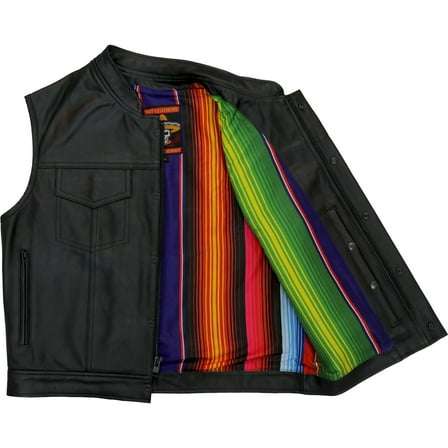 Hot Leathers VSM1057 Men’s Black 'Mexican Blanket'  Leather Vest L