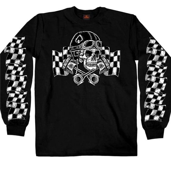 Hot Leathers GMS2527 Vintage Skull Long Sleeve T-Shirt - Black - Medium
