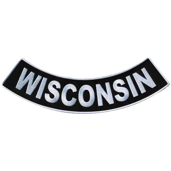 Hot Leathers PPM5097 12 x 3 in. Wisconsin Bottom Rocker Patch - Black & White