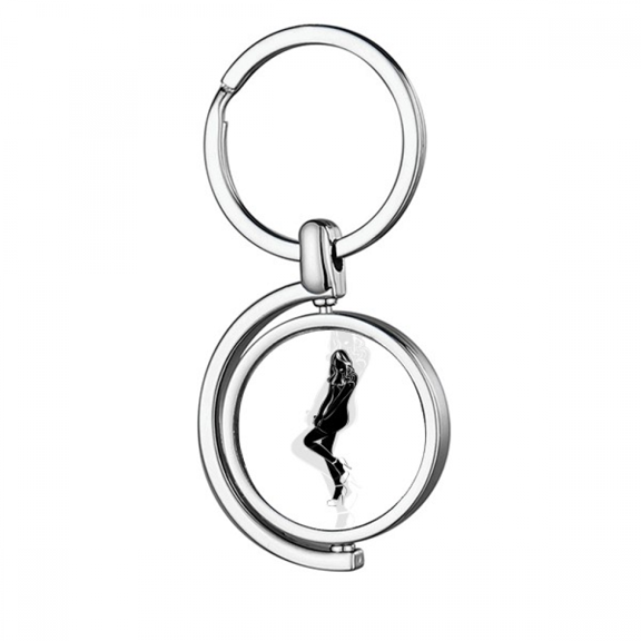 Hot Long Hair Woman Outline Rotating Keychain Metal Keyring Holder