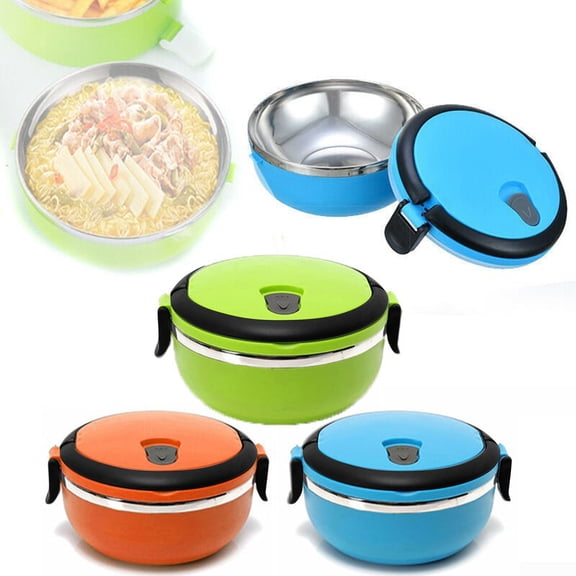 Hot Lunch Container, Insulated Container, Lunch Box for School, Portable Warmer Lunch Box, Green Single Layer Round Lunch Container with Lid, Airtight Seal, Lightweight for Daily