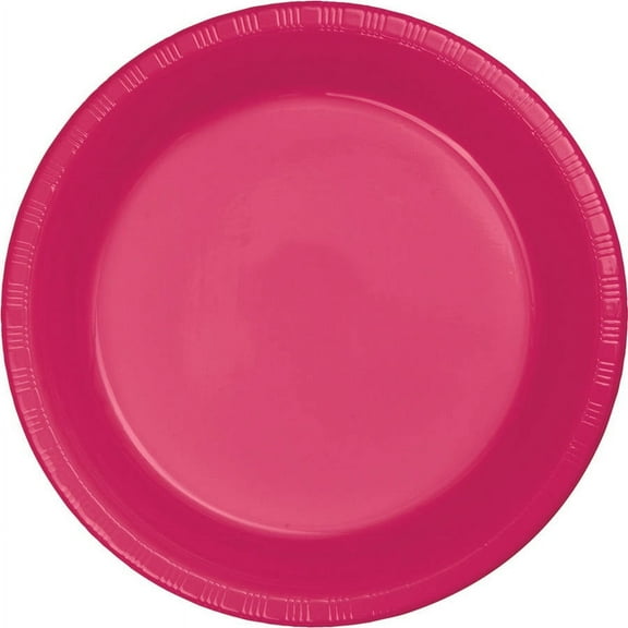Hot Magenta Plastic Plates, 20-Pack