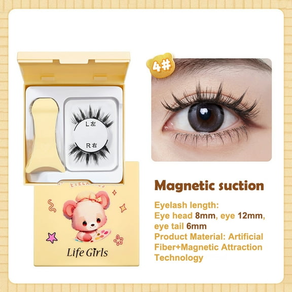 Hot Magnetic Eyelashes Set 1 Pair Reusable No Glue Needed False Eyelashes With Magnetic Tweezers Curly Faux Lashes Makeup Tool