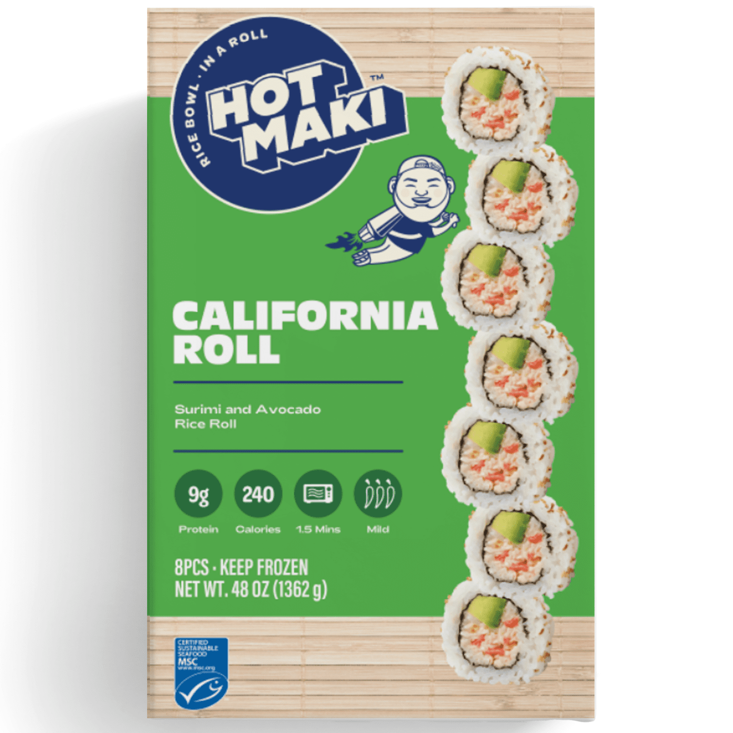 Hot Maki California Kimbap Roll, 8 Ounces, Frozen (Seafood in Tray)