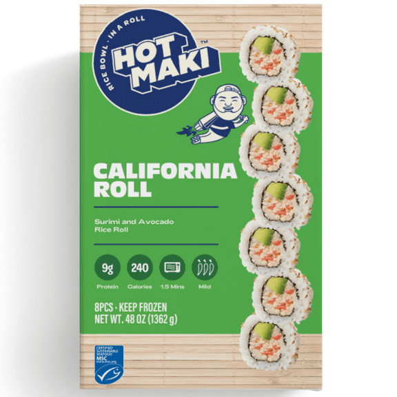 Hot Maki California Kimbap Roll, 8 Ounces, Frozen (Seafood in Tray)