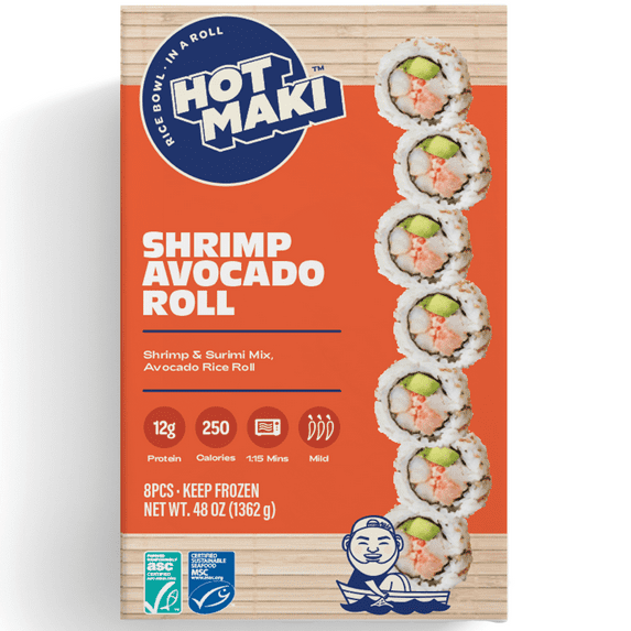 Hot Maki Shrimp Kimbap Roll, 8 Ounces, Frozen (Seafood in Tray)