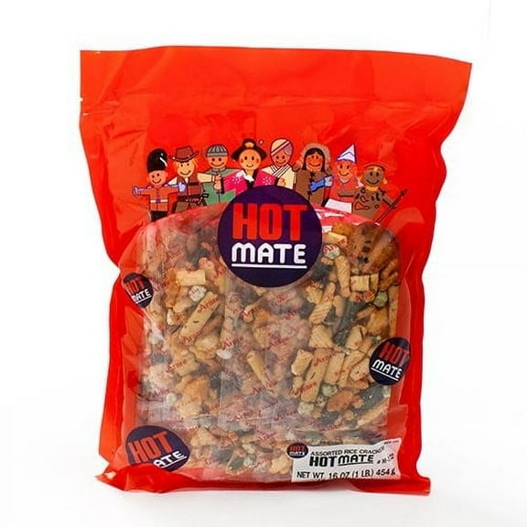 Shirakiku Hot Mate Japanese JMS2Rice Cracker | Oriental Asian Arare Rice Crackers with Glutinous Rice, Wasabi Green Peas, and Soy Sauce | Mixed Flavor, 16 oz. (Pack of 1)