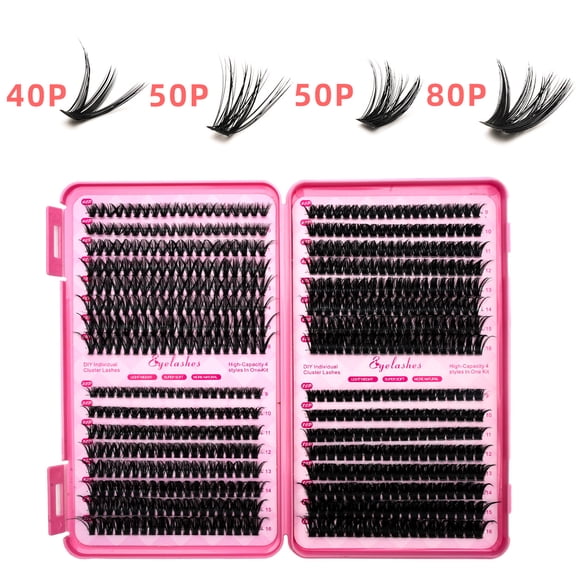 Hot Melt 30D/40D False Eyelashes, 32 Rows Lash Book, D Curl Mixed Cluster Extensions, Thick & Segmented