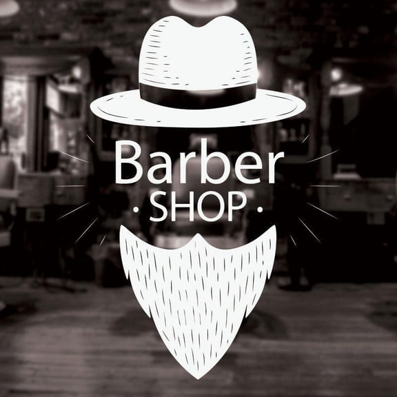 Hot Men Barbershop Sign Wall Stickers Mural Barber Shop Logo Sticker Window Decal Decor For Hair Salon Removable 42X55cm